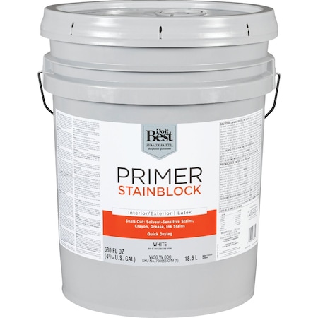 Do It Best Latex Interior/Exterior Stain Blocking Primer Wht 5 Gal. W36W00800-20