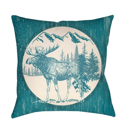 Artistic Weavers Lodge Cabin Moose Poly Filled Pillow - Teal & Beige - 22 x 22 in. LGCB2024-2222