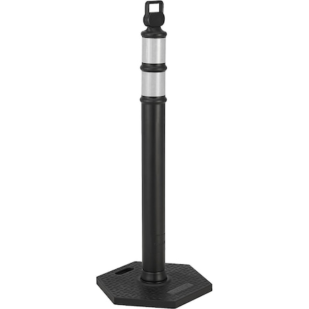 Global Industrial Reflective Delineator Post with Hexagonal Base, 49"H, Black 670798
