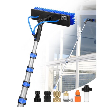 Vevor Water Fed Pole Kit 30FT Solar Panel Cleaning Pole 180 deg Rotatable Brush Head THWB-30V-SG30(US)