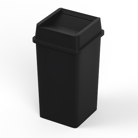 Regal Altair 35 Gallon Square Black Plastic Trash Can with Drop Shot Swing Lid, Heavy Duty Resin Construction ZR-TC-100-BK-35-SW-KIT