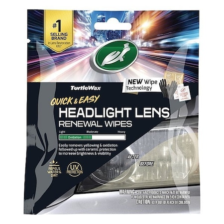 Turtle Wax Headlight Renewal Wipes, Water Base 54375