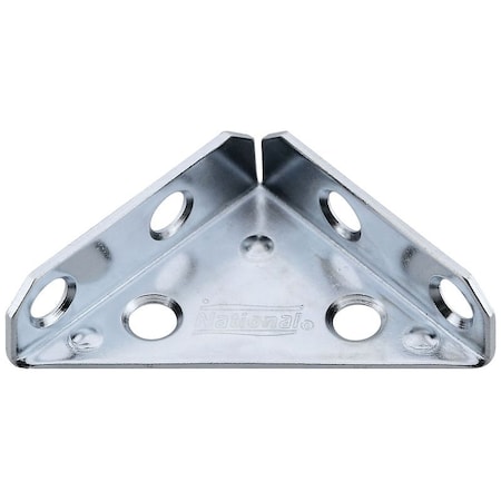 National Hardware V124 Series Corner Brace, 2 in L, 3.4 in W, 2 in H, Steel, Zinc, 2PK N337-675