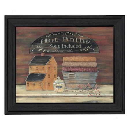 Homeroots Hot Bath 4 Black Framed Print Bathroom Wall Art 404704