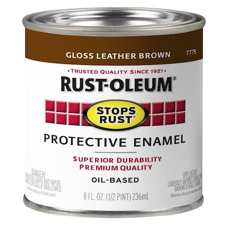 Rust-Oleum Stops Rust Enamel Paint, Oil, Gloss, Leather Brown, 0.5 pt, Can, 50 to 90 sq-ft/qt Coverage Area 7775730