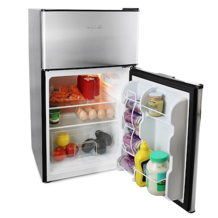 Megachef 3.2 Cubic Feet 2 Door Refrigerator/Freezer in Stainless Steel MCR-D89