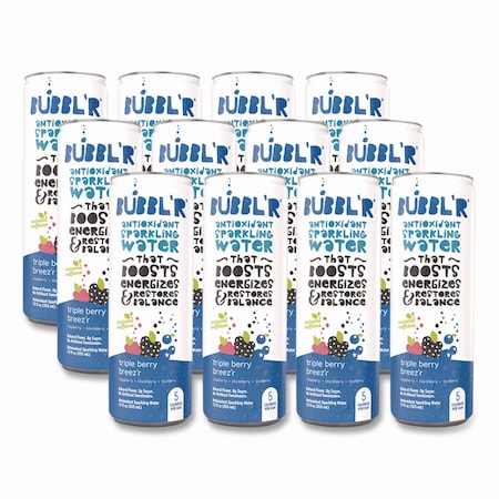 Bubblr Antioxidant Sparkling Water, Triple Berry Breez'r, 12PK WIC00028