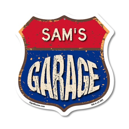 Signmission Sam's Garage, 12 Inch X 12 Inch, Aluminum Metal Sign SHI-A-12-383-SAM