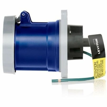 Leviton Pin & Sleeve Receptacle, 100 A, 250V AC, Three Phase, 3 Pole, IEC Grounding, Blue 4100R9WLEV