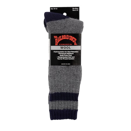 Railroad Sock Mens Boot Socks, 4 Pair0% Wool, 4 Pair0% Polypropylene, 12% Acrylic, 8% Nylon, Grey/Navy, 6-12 M 2962 NV