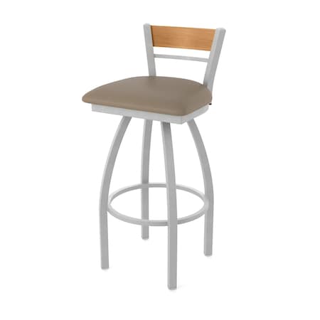 Holland Bar Stool Co Revelle 25in Swivel Counter Stool with Anodized Nickel Finish, Medium Back and Canter Earth Seat 881