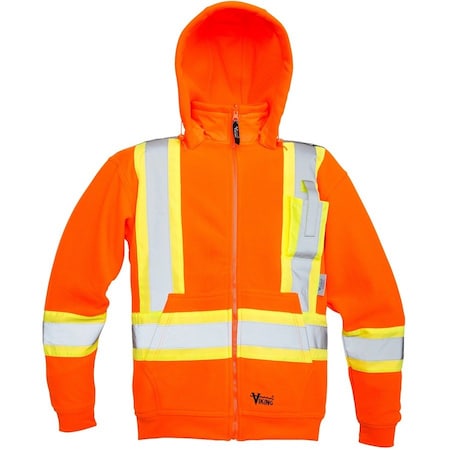 Viking Safety Fleece Hoodie, Orange, M 6420JO-M