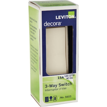 Leviton Decora Rocker Light Almond 15A Grounded 3-Way Switch S16-05603-2TS