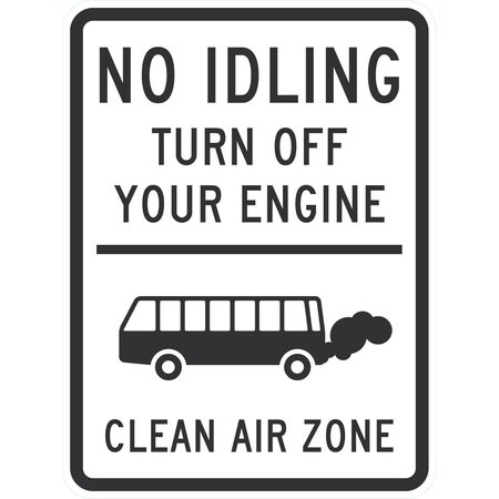 Lyle No Idling Turn Off Your Engine Clean Air Zone, 18x24, Non-Reflective, White G-11235-NA_18x24