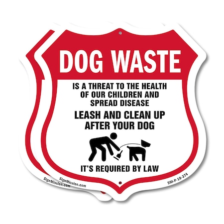 Signmission Dog Poop Shield Sign Dog Waste Is A Thre, 18 inch X 18 inch, Plastic Sign, 2PK SHI-P-2PACK-18-374