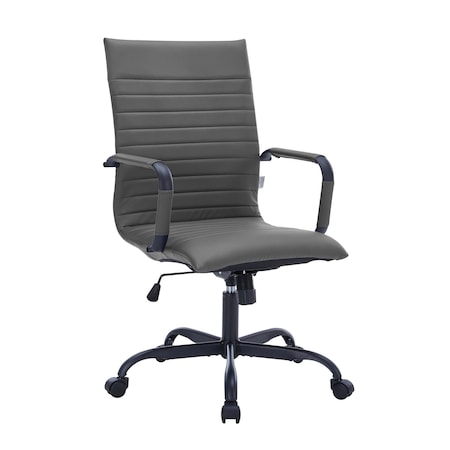 Leisuremod Harris High-Back Faux Leather Swivel Office Chair, Iron Frame HOTBL19GRL