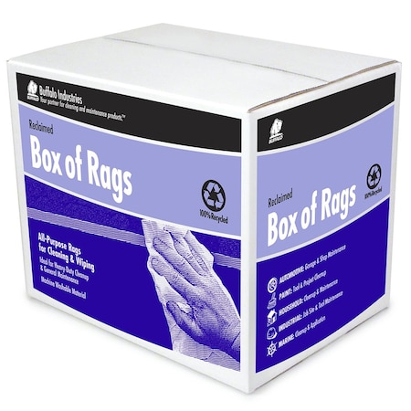 Buffalo 8 Lbs 10392 White Industrial T-Shirt Wipers Recycled Cloth Rags, Boxed 10519