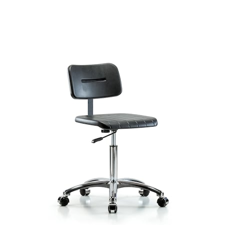 Blue Ridge Ergonomics Basic Poly Med Bench Chair, Chrm, Casters, Polyurethane, Chrome, 19-1/2" to 27-1/2" Seat Height BR-BPMBCH-CR-NF-CC