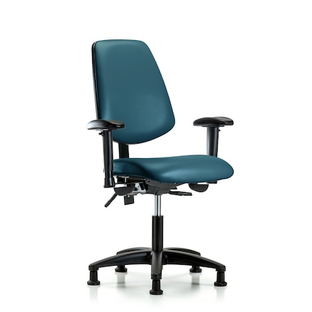 Blue Ridge Ergonomics Vinyl Chair, Vinyl, Adjustable Arms BR-VDHCH-MB-RG-T1-A1-RG-8801