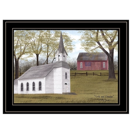 Homeroots Faith and Freedom 3 Black Framed Print Wall Art 404518