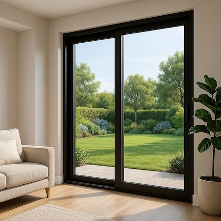 Vdomdoors Patio Exterior Metal-Plastic Sliding Doors / Patio 8177 Matte Black 72" x 80" Right active door / T PATIO8177BLK-7280-LH
