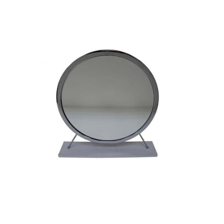 Homeroots 19" Gray Round Metal Framed Freestanding Mirror 485940