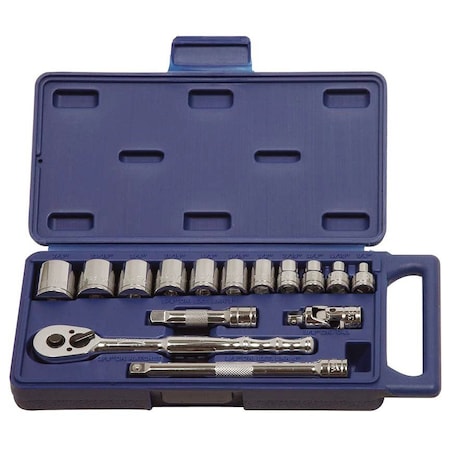 Williams Socket and Drive Tool Set, 3/8" D, 15pcs., JHW50665 JHW50665