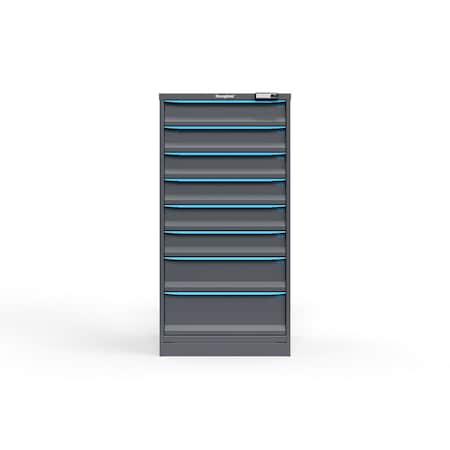 Strong Hold 8 drawer cabinet - (6x 5ft, 1x 7ft, 1x 9ft) - Blue accents - E-Lock w/ Tracking S3060-PPTAS-0804FS