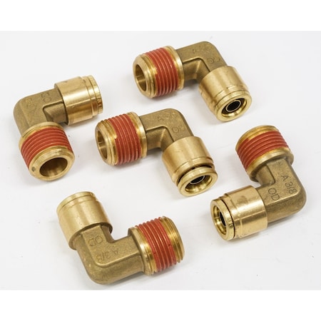 Mytee Products Mytee Products 5Pk DOT Brass Push to Connect Fitting Elbow 3/8in Tube ODx 3/8in NPT Air Line Male MP-ABF-ELBOW3838