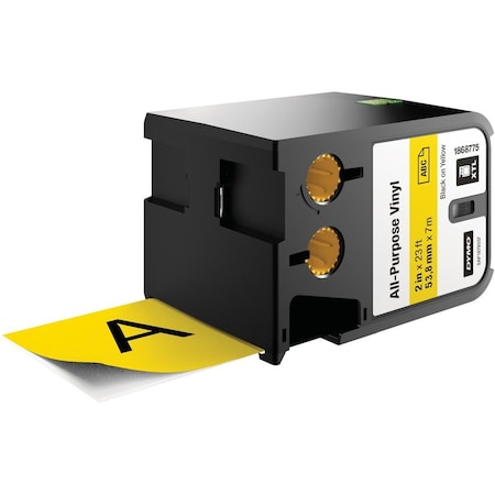 Dymo Cartridge Label, Black/Yellow, Labels/Roll: Continuous 1868775