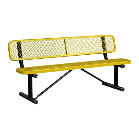 Leisure Craft Bench/Back, Portable, 6ft., Yellow B6WBP-YELLOW