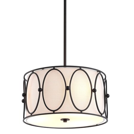 Jonathan Y Violetta 3-Light 19" Metal LED Pendant, Oil Rubbed Bronze/White JYL9008B