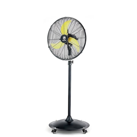 Edendirect 20 in. BLDC Motor High Velocity Pedestal Fan in Yellow, Sleep Mode, 90 Deg Oscillating, Wheels ZRF-8500A