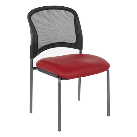 Office Star ProGrid Titanium & Black Visitors Chair, Straight Legs, Dillon Red 86724R-R100