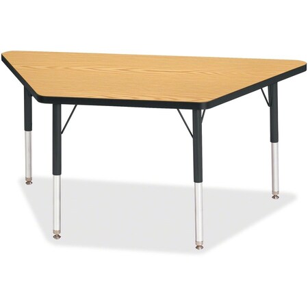 Jonti-Craft Berries Trapezoid Activity Tables, 24 in. x 48 in., E-height, Oak/Black/Black 6438JCE210