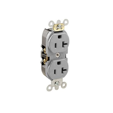 Leviton Industrial Series Heavy Duty Grade Duplex Receptacle, 20 Amp, 125 Volt 5362-GYS