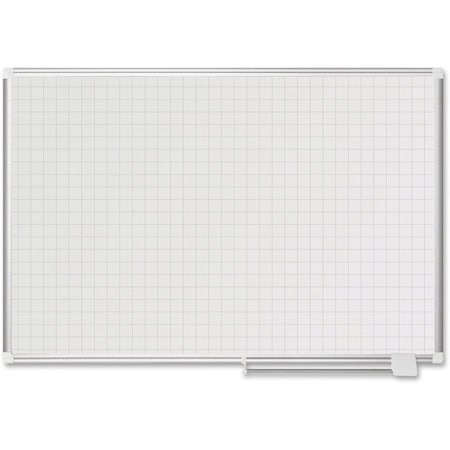 Mastervision Grid Board, Steel, 38 in, 50 in, Aluminum Frame, White, Gloss MA0547830