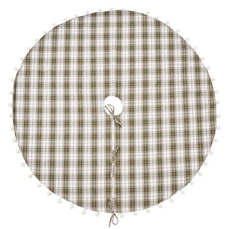 Tistheseason 53 in. Plaid Pom Pom Tree Skirt, Green TI3213305