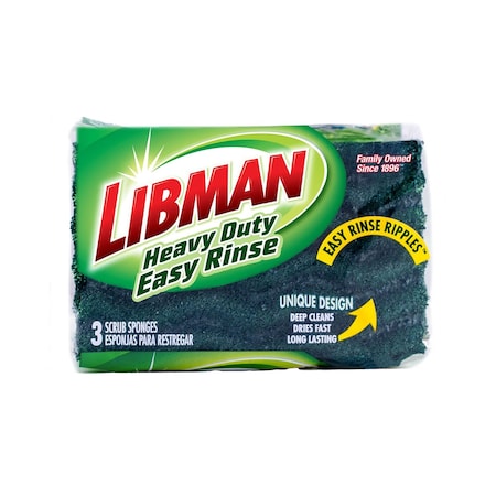 Libman Commercial Scrub Sponge, Heavy Duty, Cellulose 1077