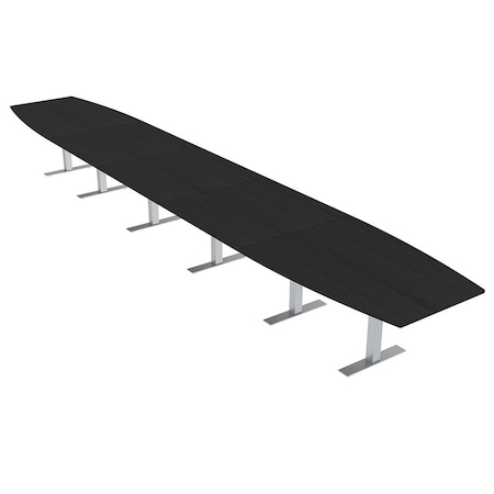 Skutchi Designs 22ft Conference Table With Power Unit | 22 Person Modular Boat Meeting Table | Harmony Series HAR-BOT-48X264-T-U999ST19-NA