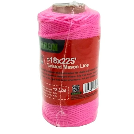 Baron Seine Twine, No 18 Dia, 225 ft L, 13 lb Working Load, Polypropylene, Neon Pink 50815
