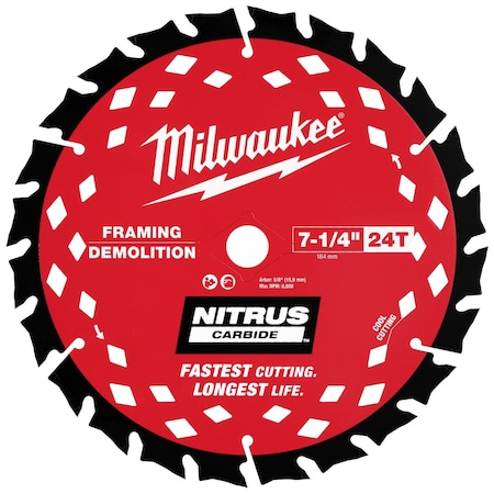 Milwaukee Tool Circular Saw Blade, 5/8" Sz, 7 1/4 in dia. 48-40-0750