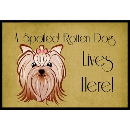 Carolines Treasures BB1452MAT Yorkie Yorkishire Terrier Spoiled Dog Lives Here Indoor & Outdoor Mat, 18 x 27 in. BB1452MAT