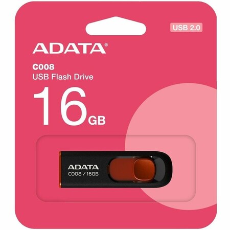 Adata Adata C008 Usb 2.0 16Gb Flash Drive Drive - Black AC008-16G-RKD
