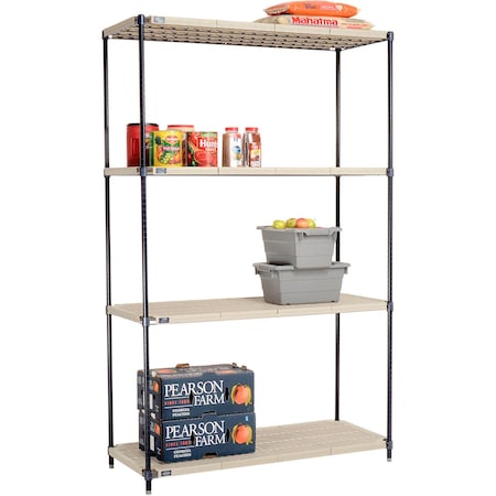 Global Industrial Nexel Nexelite 4 Shelf, Vented Plastic Mat Shelving Unit, Starter, 54"W x 18"D x 86"H 331498N