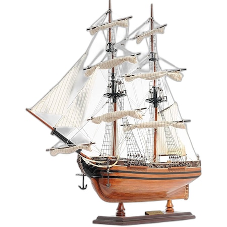Homeroots 24" Brown Manufactured Wood Boat Hand Painted Sculpture 364383