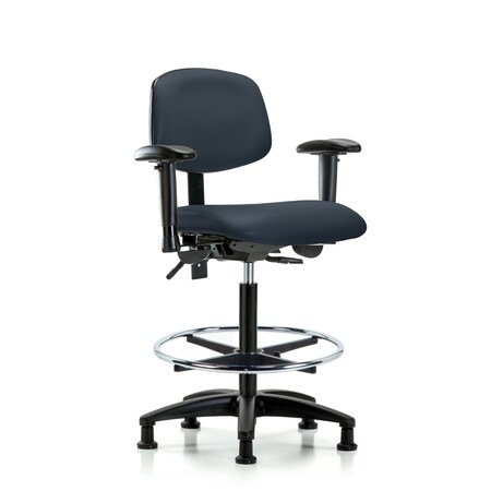 Blue Ridge Ergonomics Chair, Poly, Med Bench, Chrome Tilt Casters, 6-Way Adjustable, 26" to 35" Height, Imperial Blue BR-VHBCH-RG-T1-A1-CF-RG-8582