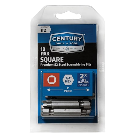 Century Drill & Tool S2 Screwdriving Bit - Square Bit 69262