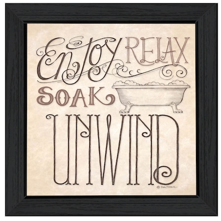 Homeroots Soak and Relax 4 Black Framed Print Bathroom Wall Art 406479