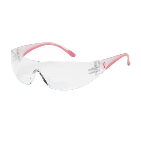 Bouton Optical Rimless Safety Readers w/Clear/Pink Temple, Clear Lens and Anti-Scratch Coating, +1.25 Diopter 250-12-0125